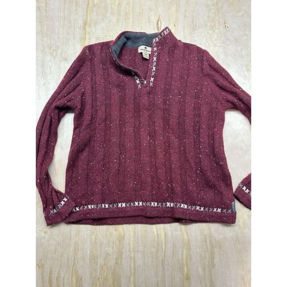 Woolrich 1/4 Zip Women’s Medium Ruby Heather Ramie Wool Blend Outdoor  M - Picture 1 of 6